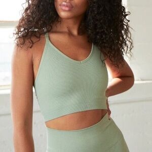 SET Active sculpt flex ribbed bra mint green womens  XS/S workout racer back
